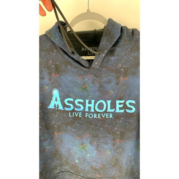 Assholes Live Forever Blue Tie Dye Celestial Unisex Hoodie XL Blue New Pullover - Picture 5 of 6